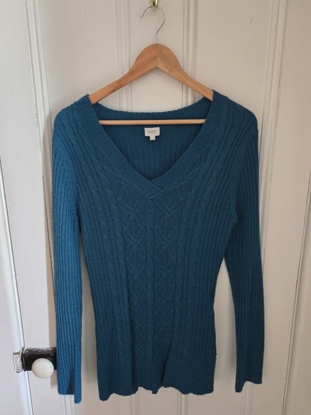 Teal Blue XL Suzy Shier V-Neck Sweater (18" PTP)
